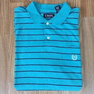 Chaps Turquoise & Navy Striped Polo Shirt- NWOT
